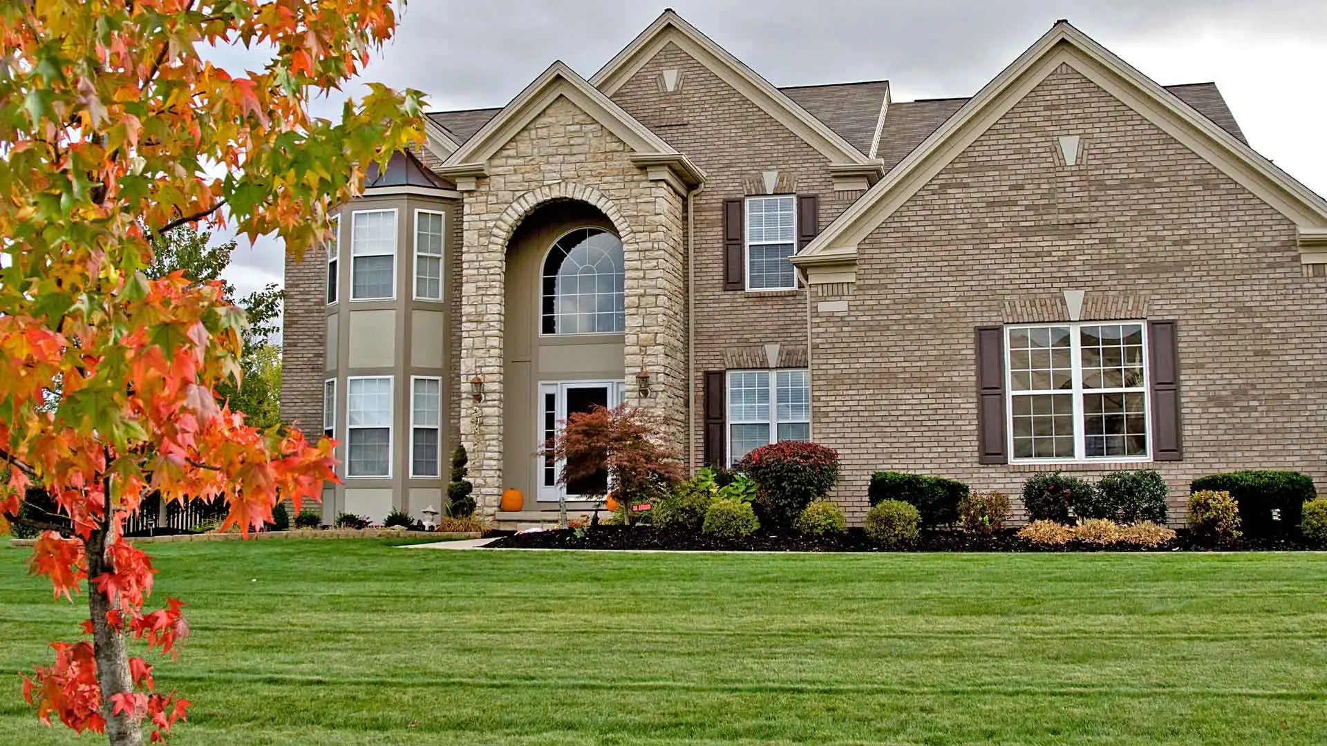 Residential yard after a fall yard cleanup service in Carmel, IN.