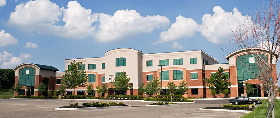 Professional lawn care crew and equipment